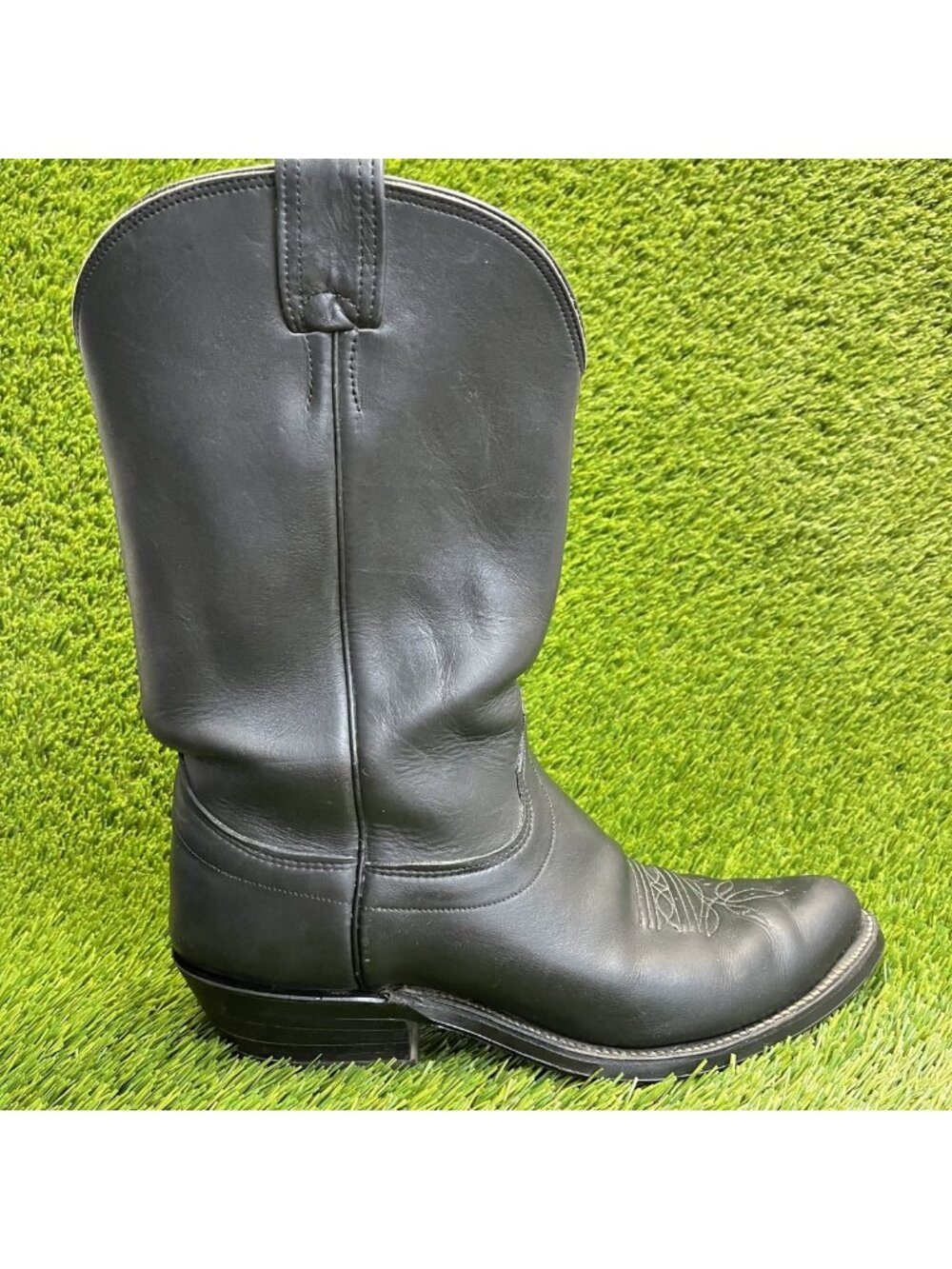 Olathe Mens Size 10 Black Classic Outdoor Leather Pull On Cowboy Western Boots
